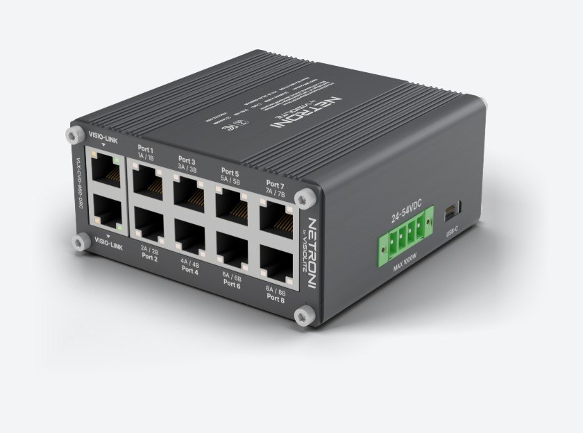 XP-Mini CV in gunmetal grey with eight RJ-45 ports
